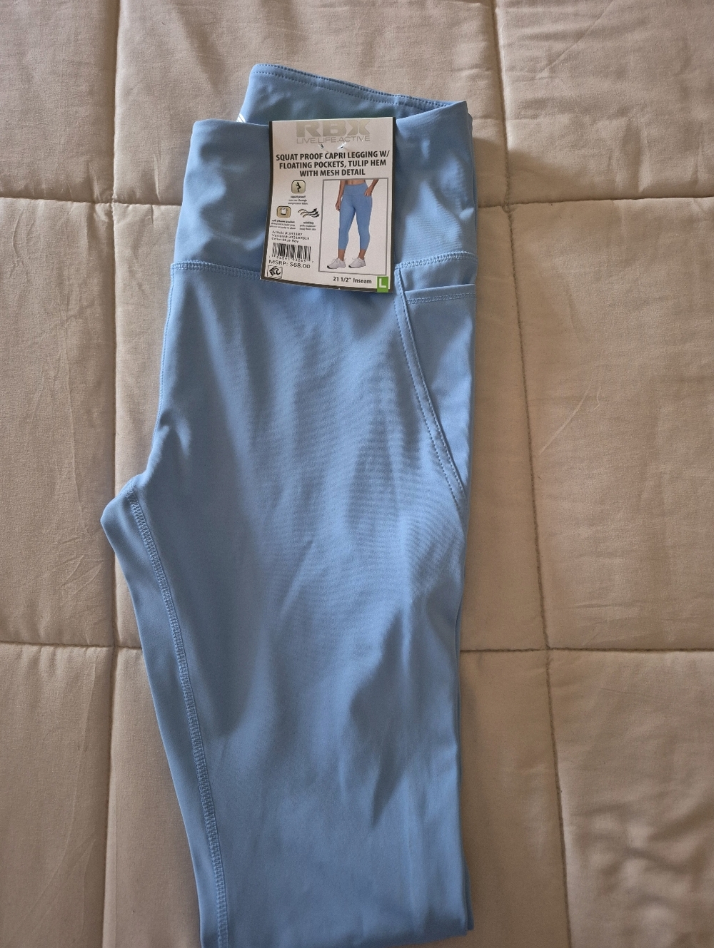 Light Blue Athletic Capri Leggings.